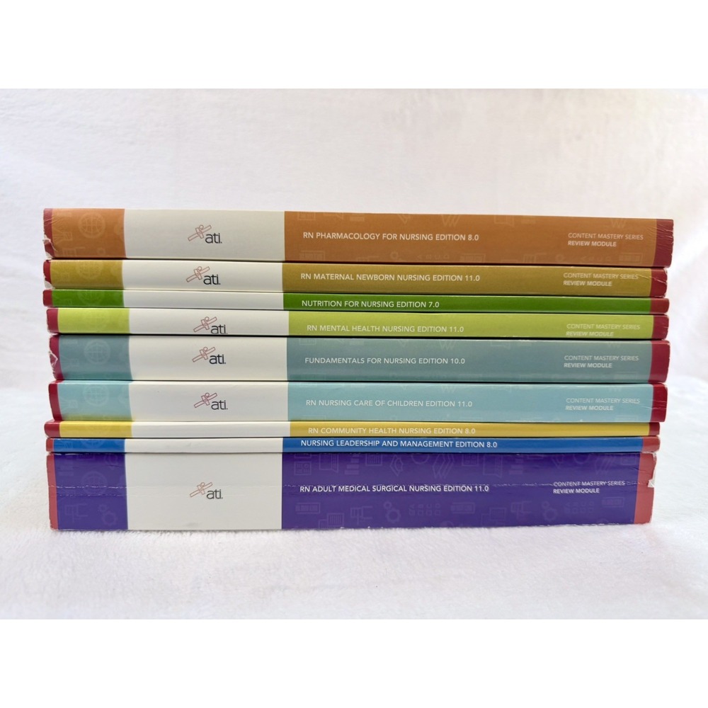 ATI RN Nursing Content Mastery Series Review Modules COMPLETE Set of 9 Books EUC